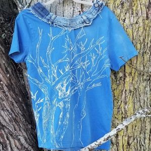 Tree Graphic Tee Jean Tshirt Upcycled